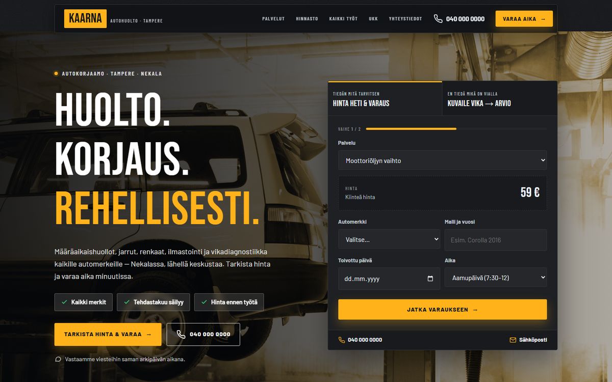 Autohuolto Kaarna — esimerkkisivusto