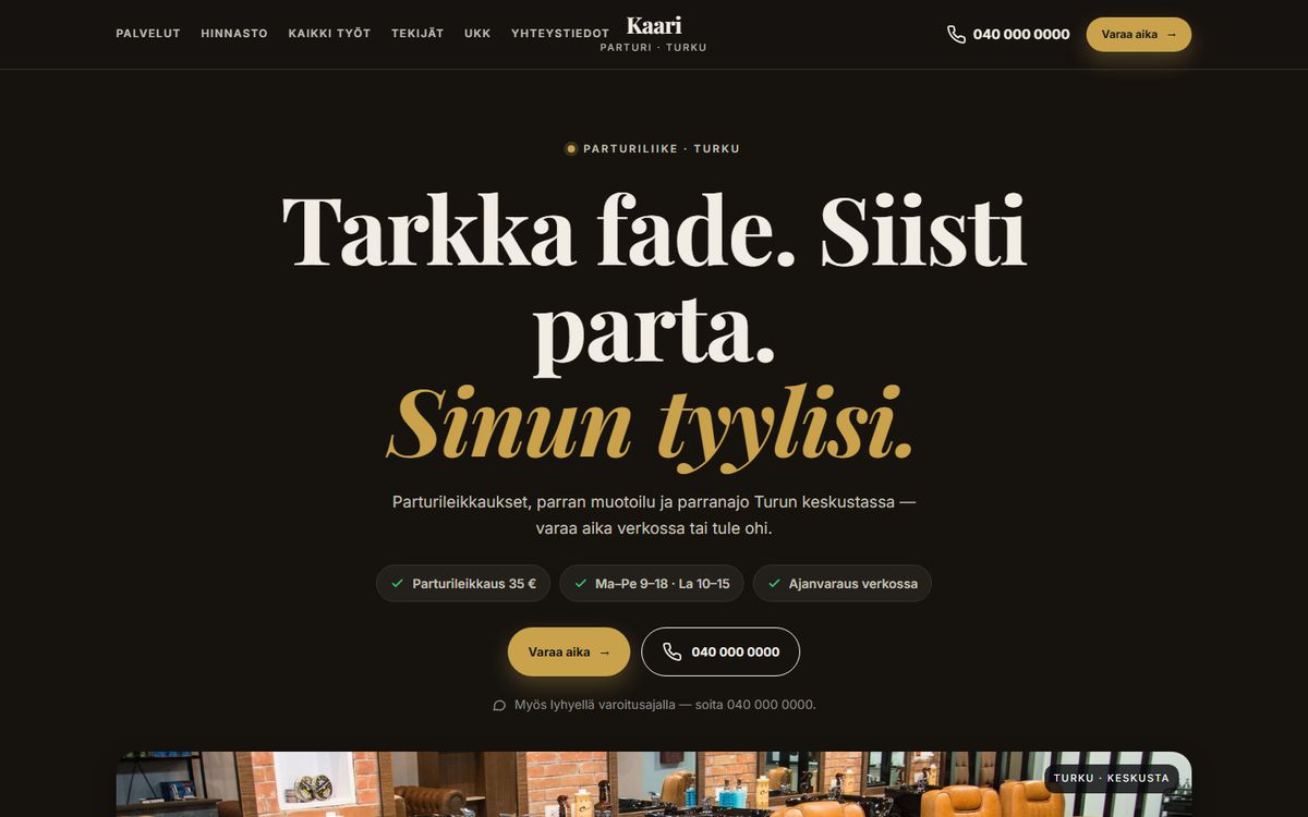 Parturi Kaari — esimerkkisivusto