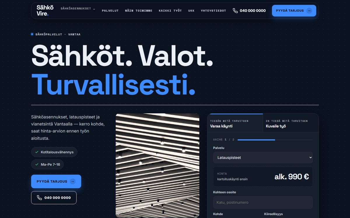 Sähkö Vire — esimerkkisivusto